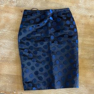 New JCrew black and navy polka dot pencil skirt